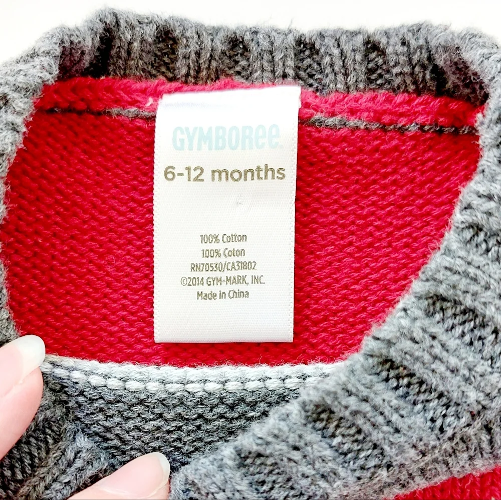 Reindeer & Snowflake Christmas Sweater 6-12 months‎ holiday red Gymboree